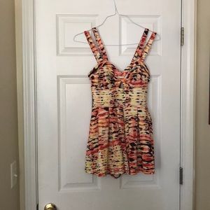 Coral Black and Yellow Romper by Material Girl